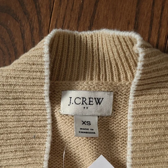 New J. Crew Women's Tan and Cream Striped Open Cardigan Swearter Size Xs - Picture 5 of 9